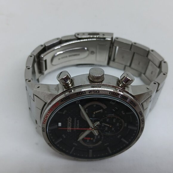 Seiko Neo Sports SSB355 Men's 45mm Black Dial Stainless Steel Chronograph Watch - Picture 8 of 11